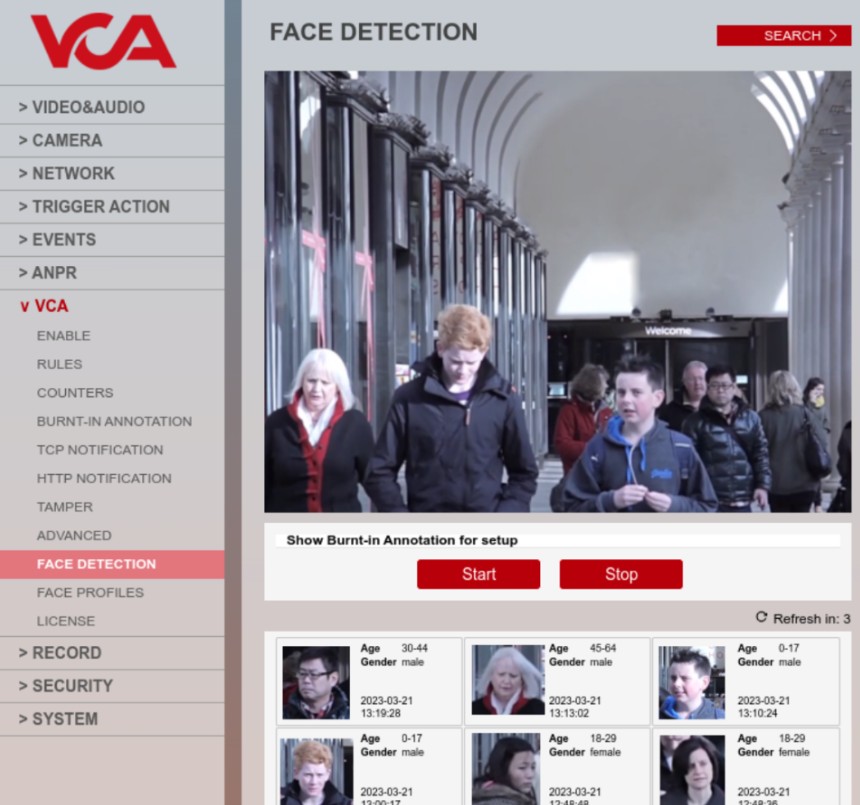 VCA Face Recognition