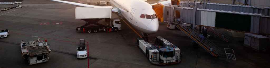 Aircraft at an airport apron
